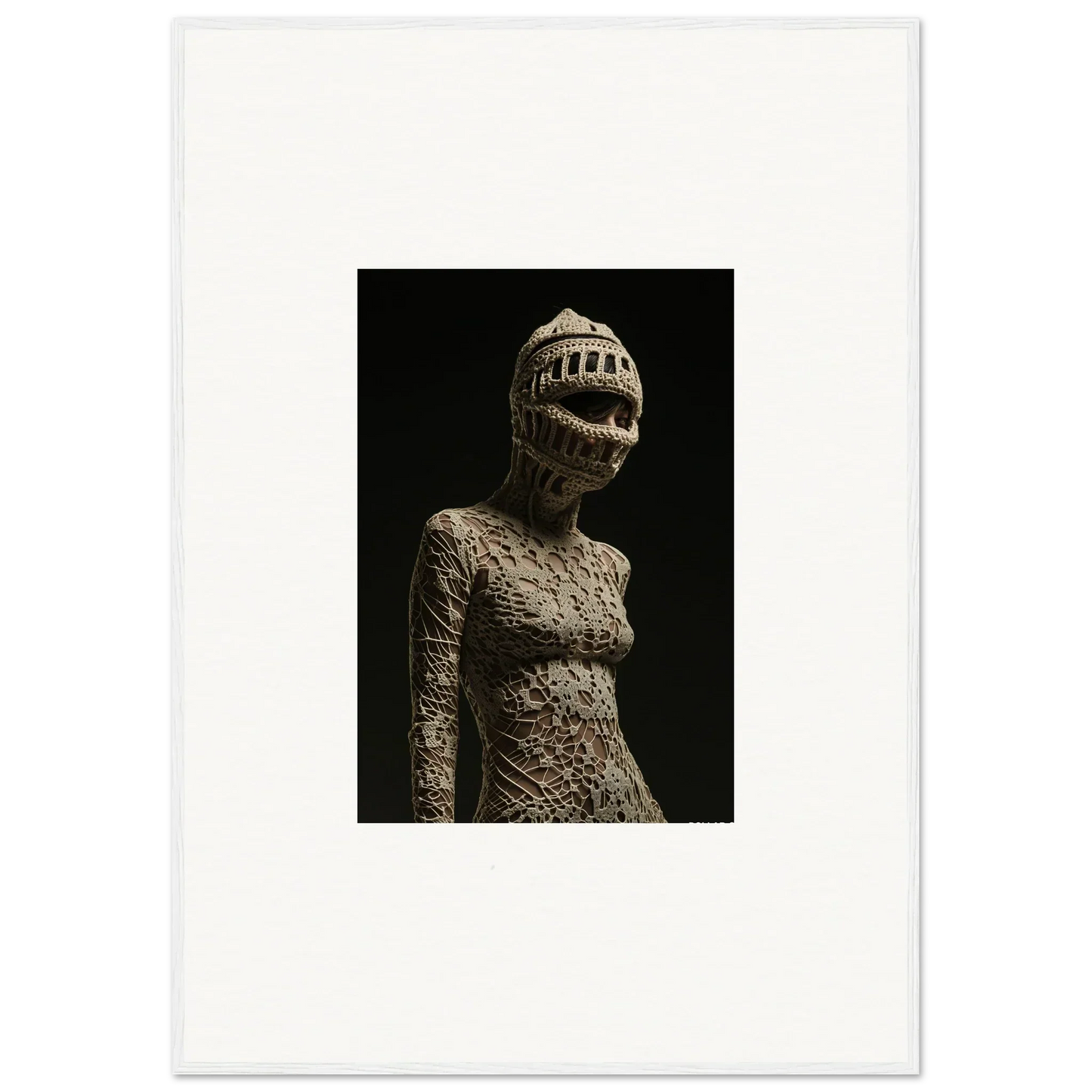 Eerie humanoid sculpture with tooth-filled mouth, perfect for room decor and canvas prints