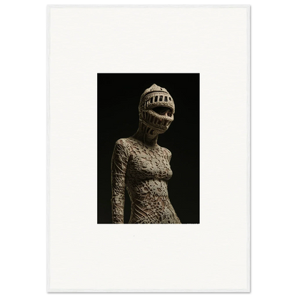 Eerie humanoid sculpture with tooth-filled mouth, perfect for room decor and canvas prints