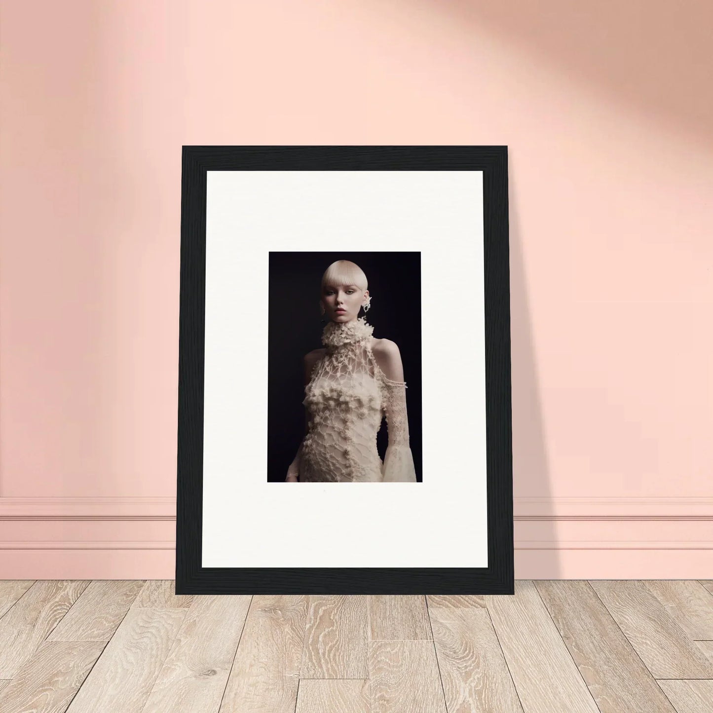 Framed black-and-white photograph of a textured person perfect for unique room decor