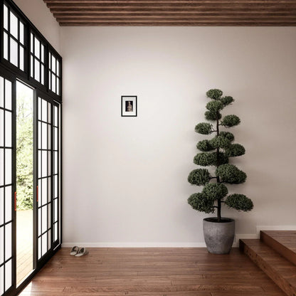 Topiary tree in a concrete pot, perfect for enhancing room decor and framed wall art