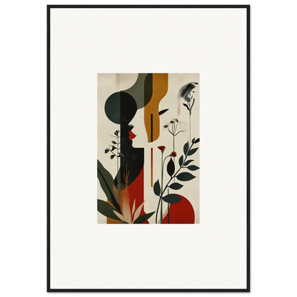 Abstract artwork with silhouettes and botanical elements for chic room decoration canvas print