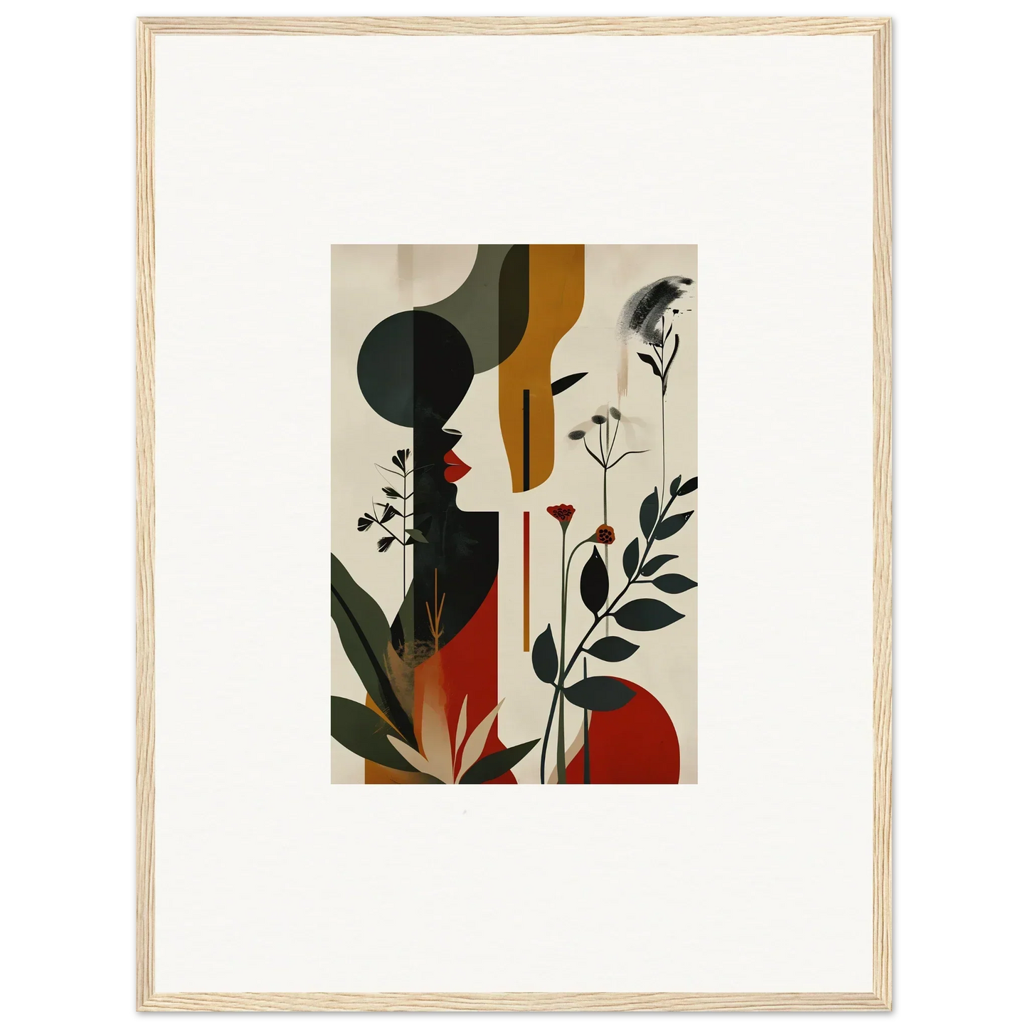 Framed abstract canvas print with geometric shapes for stylish room decoration