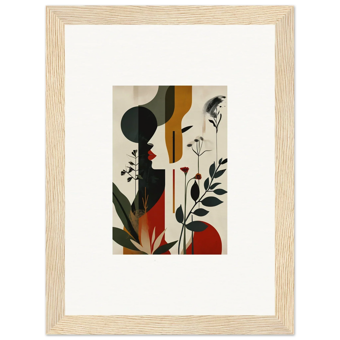 Framed abstract canvas print with earthy tones, perfect for your room decoration