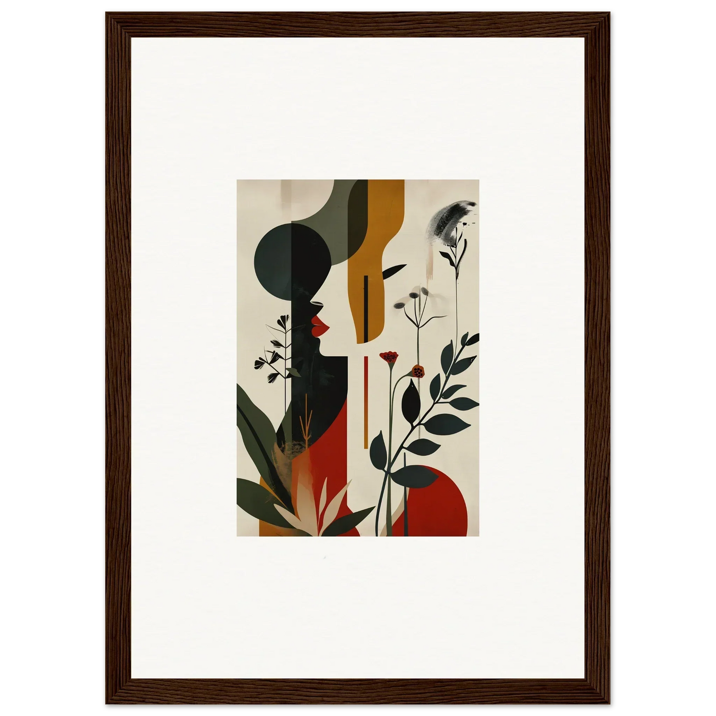 Framed abstract canvas print of earthy organic shapes for stylish room decoration