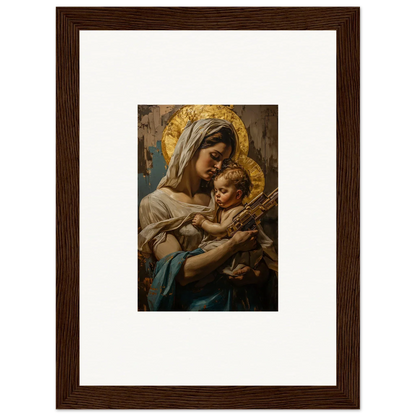 Framed wall art of a woman and child with halos, perfect for holy mandala room decor