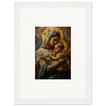 Religious painting of a woman and child with halos, perfect for holy mandala room decor