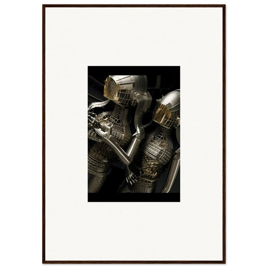 Medieval suit of armor with engravings in Molten Alloy Dreams framed wall art decor