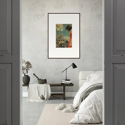 Framed Moonlit Flora Reverie canvas print brightening up a stylish room decoration