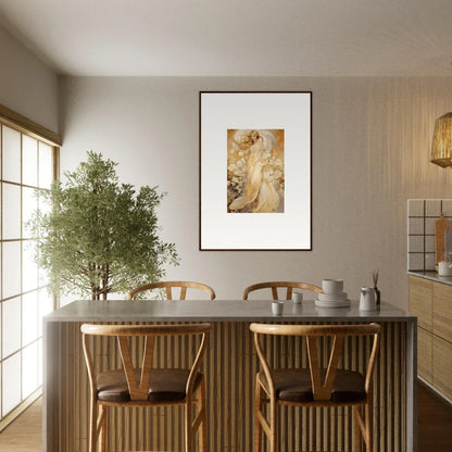 Dining table with wooden chairs in a minimalist space, perfect for floral harmony decor