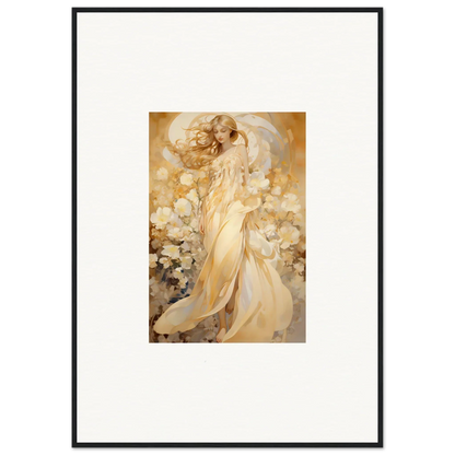 Ethereal woman in golden robes for floral harmony canvas print room decoration