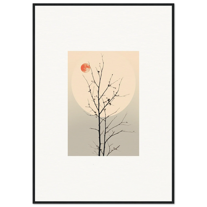 Minimalist canvas print of a bare tree branch and red sun for whisperers elegy decor