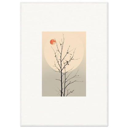 Bare tree branch silhouette with red sun, perfect for Moonlit Whisperers Elegy room decoration