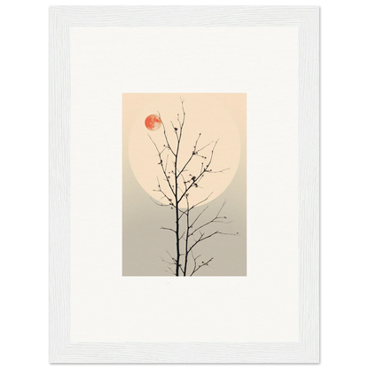 Bare tree branch silhouette with red sun for Moonlit Whisperers Elegy canvas print