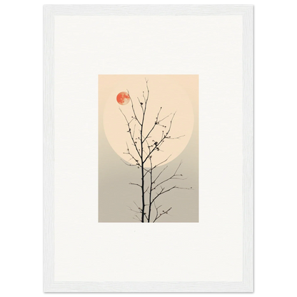 Bare tree branch with red leaf, perfect for Moonlit Whisperers Elegy canvas print room decoration