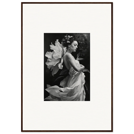 Black and white photo of a woman in flowing fabric for Room Decoration canvas print