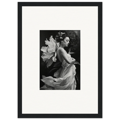 Black and white canvas print of a woman with flowing fabric for chic room decoration