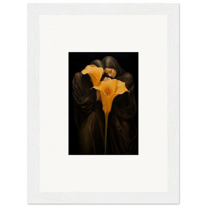 Yellow calla lily bloom couple canvas print for elegant room decoration