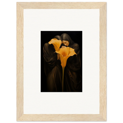 Yellow Calla Lily flower on dark background for stylish room decoration canvas print