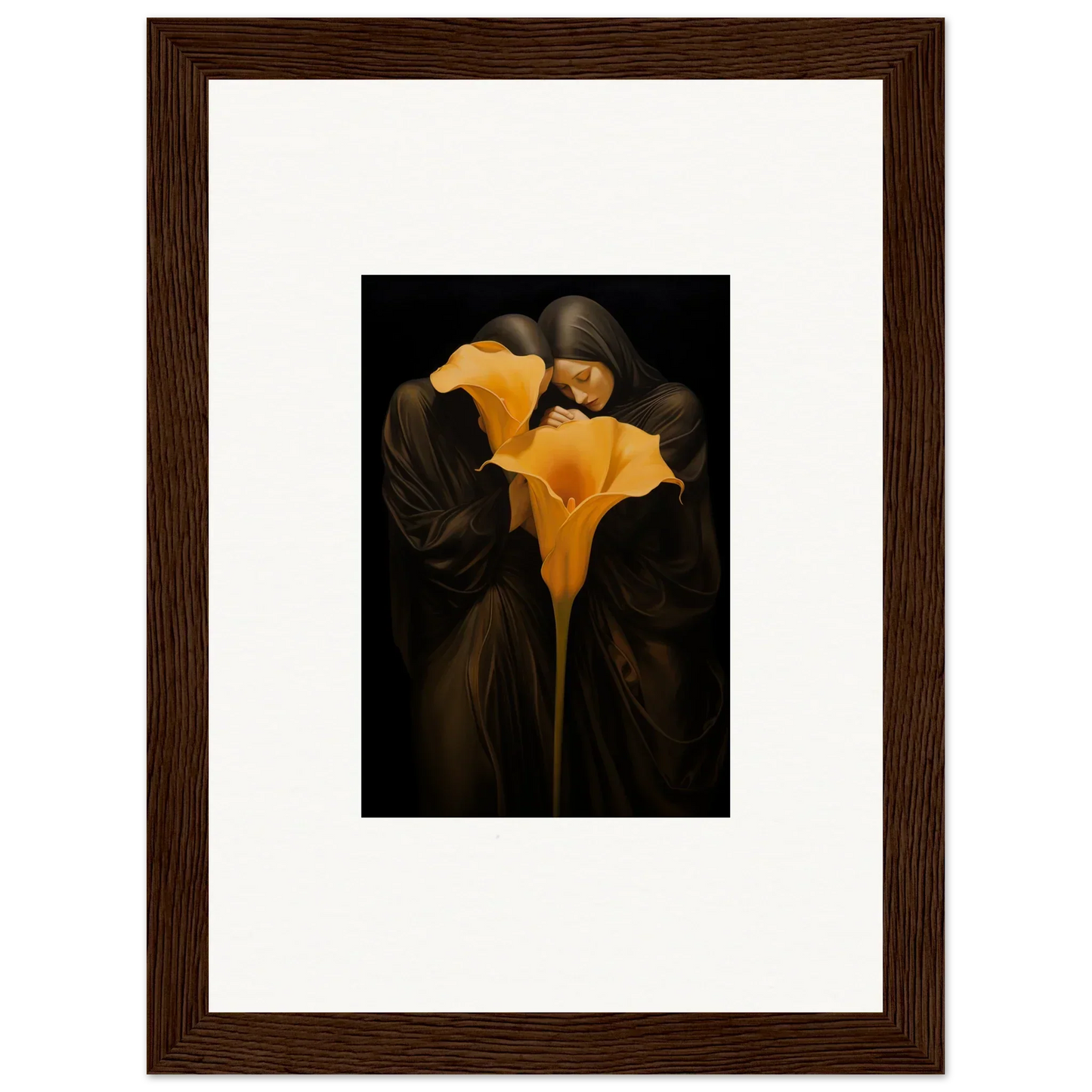 Yellow Calla Lily flower on a dark background, perfect for room decoration as a canvas print