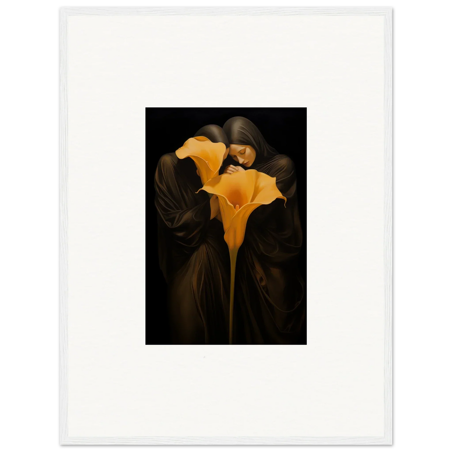 Golden Calla Lily with dark stem perfect for a bloom couple canvas print decor