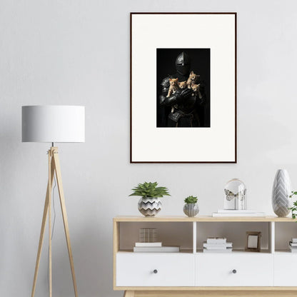 Framed canvas print of two cats in a moody style for unique room decoration