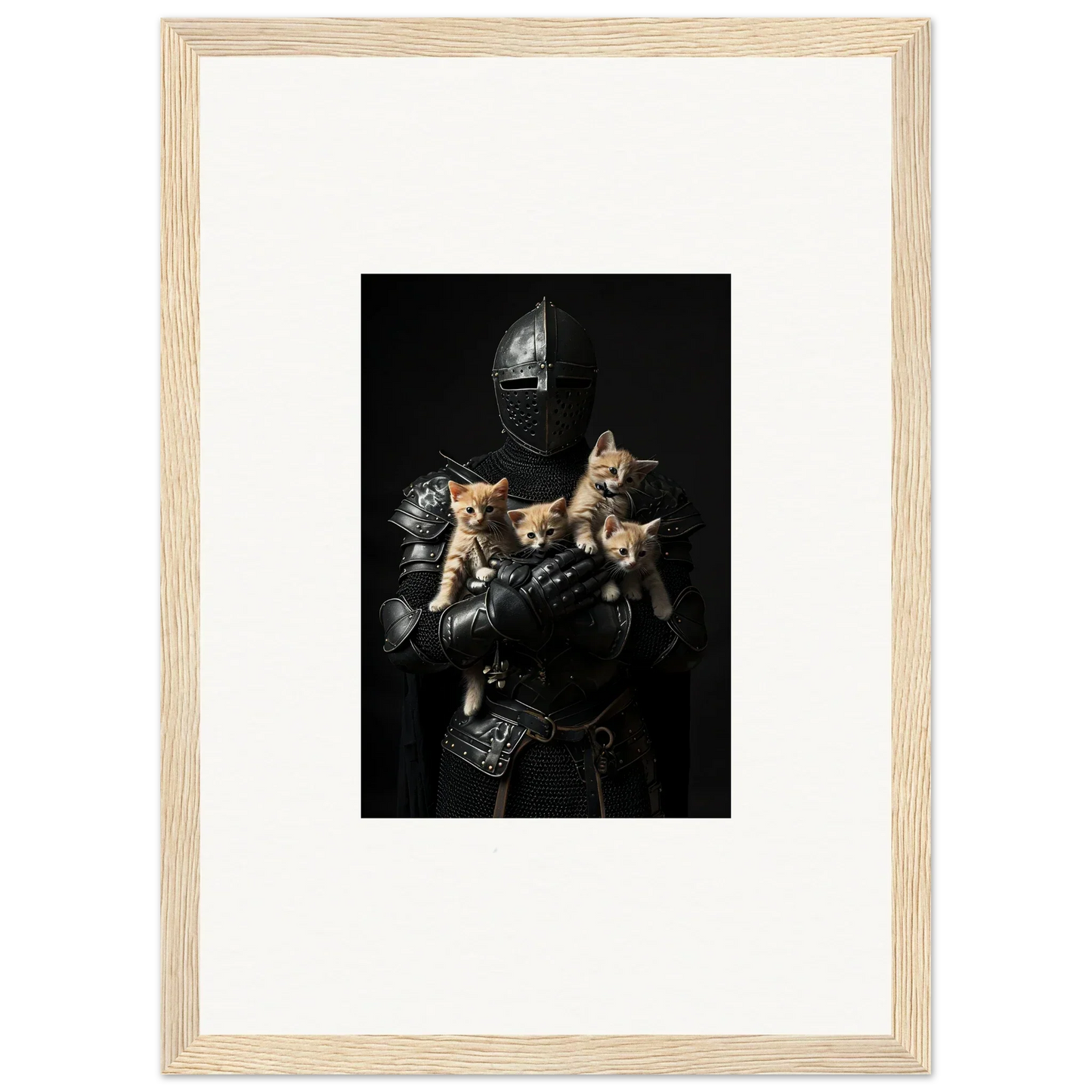 Cute Medieval knight’s armor with kittens, perfect for Feline Bashhut room decoration