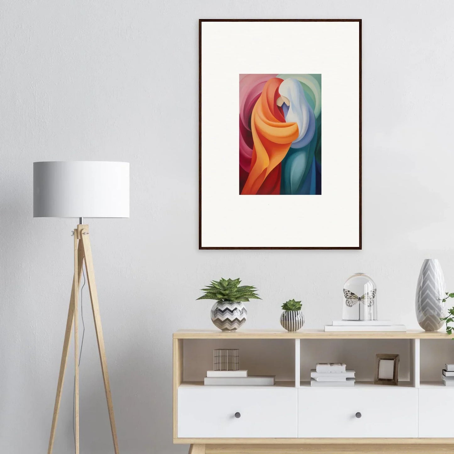 Abstract flowing curves in orange, red, and blue for the Mystic VesselSpice special edition art