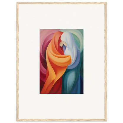 Abstract painting with flowing curves in orange, blue, and red for Mystic VesselSpice special edition