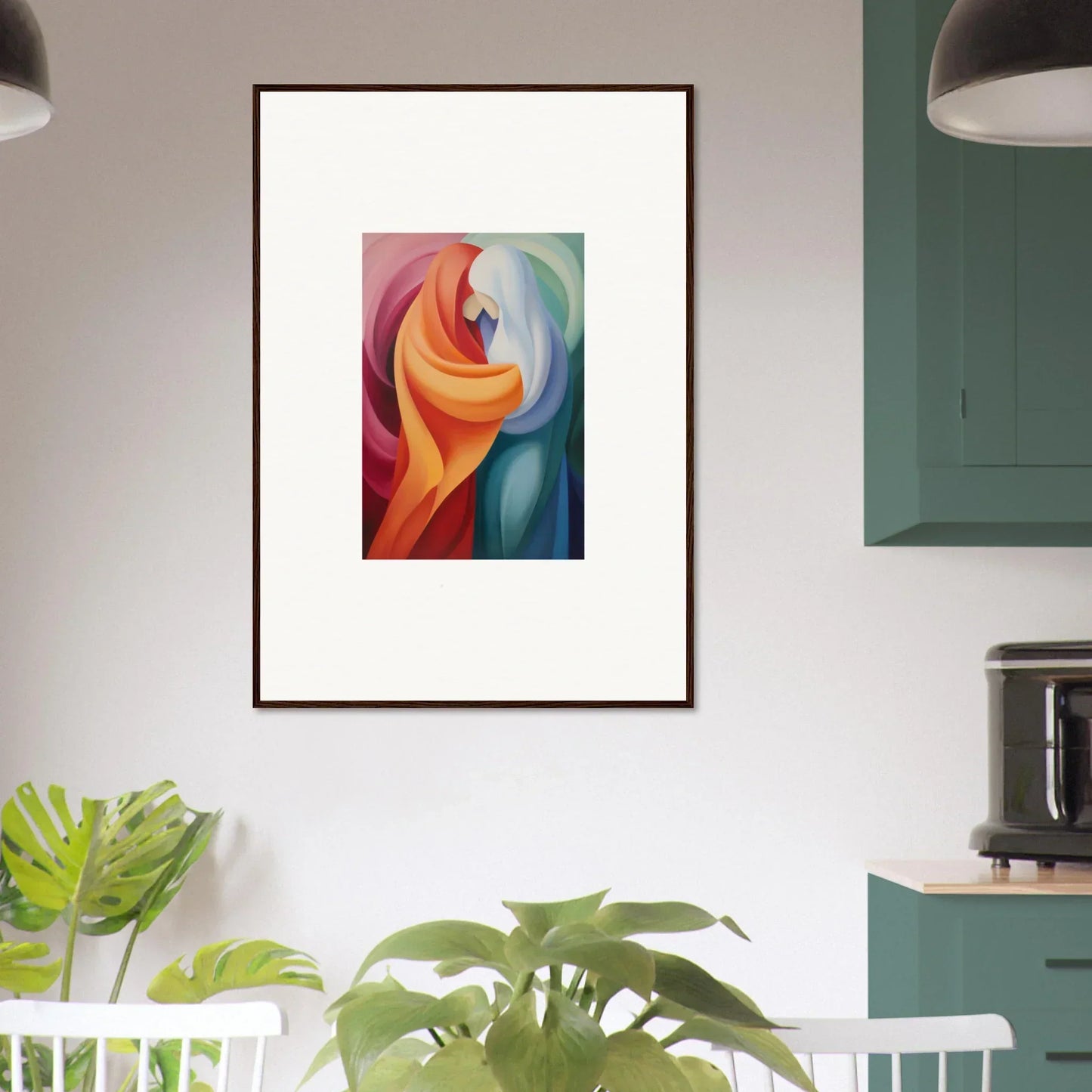 Framed abstract artwork in orange, red, and blue for Mystic VesselSpice special edition art™