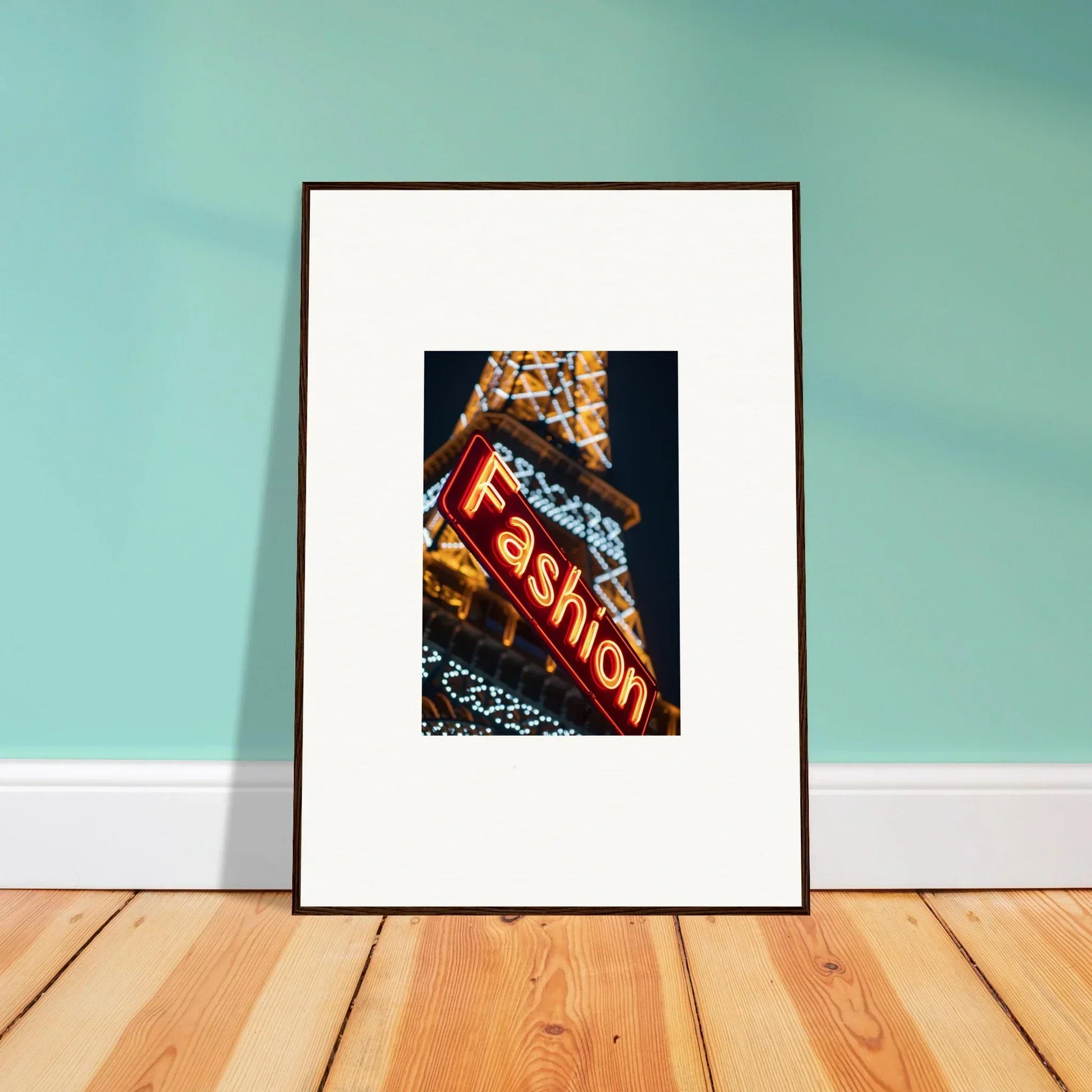 Framed neon Fashion sign for stylish room decoration in Neon Rendezvous canvas print