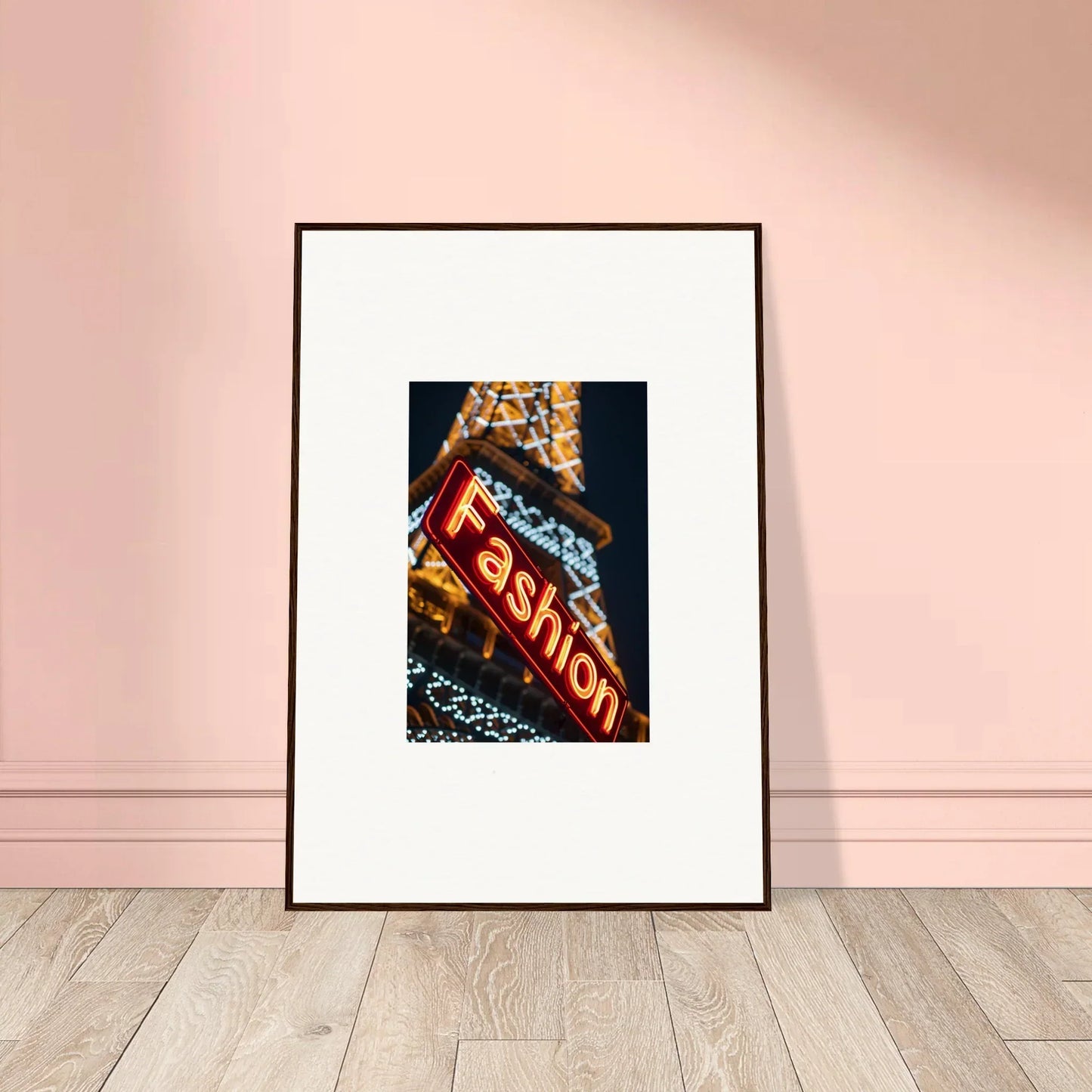 Framed photograph of a vibrant neon casino sign for your Neon Rendezvous room decoration