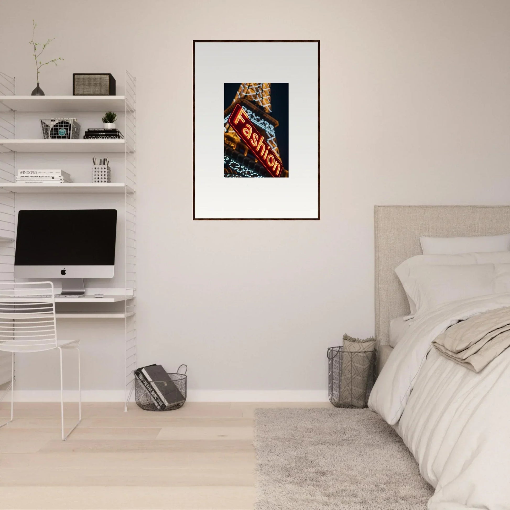 Framed photograph of a neon casino sign for your Neon Rendezvous room decoration