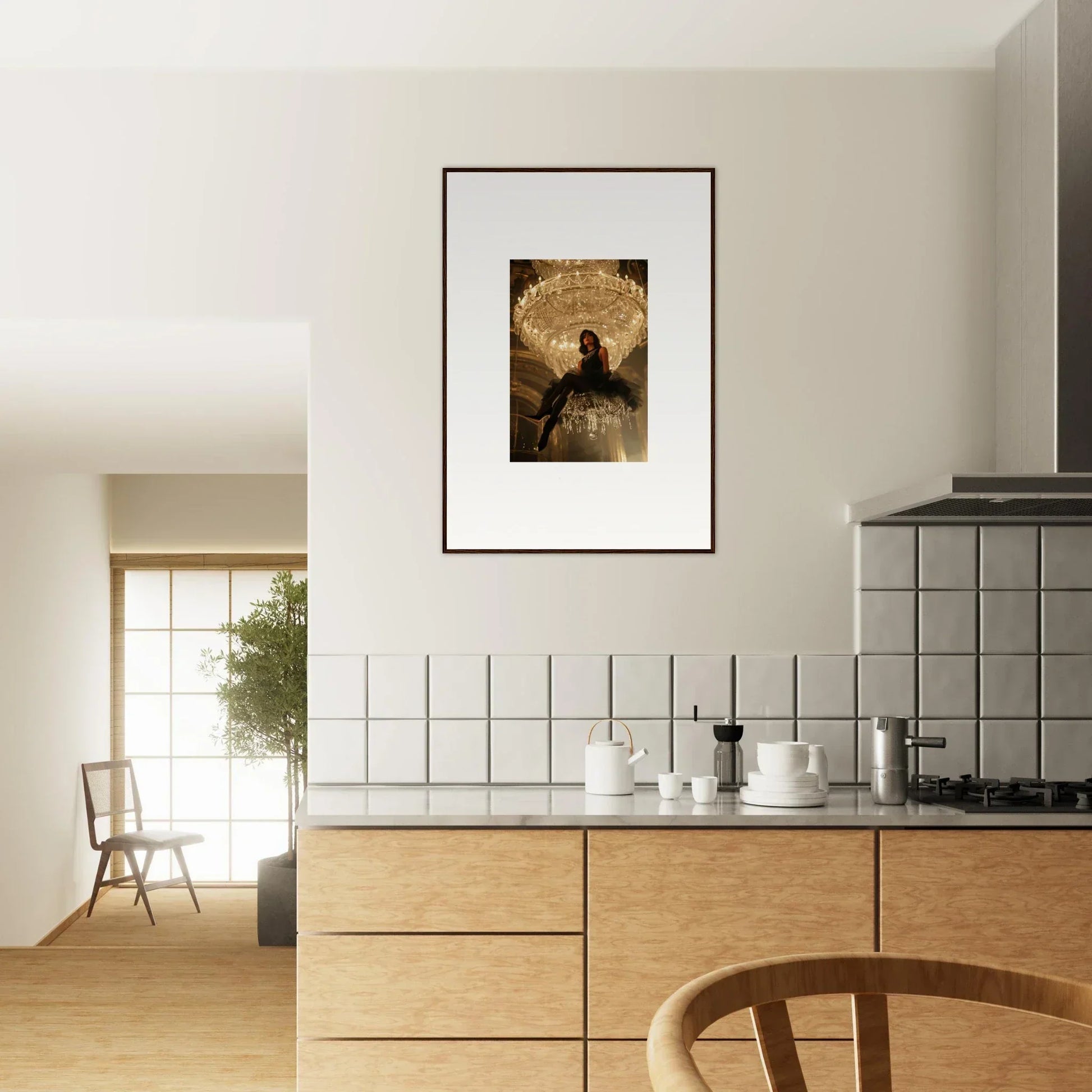 Framed canvas print of a bird silhouette in gold, perfect for Noir Majesty room decoration