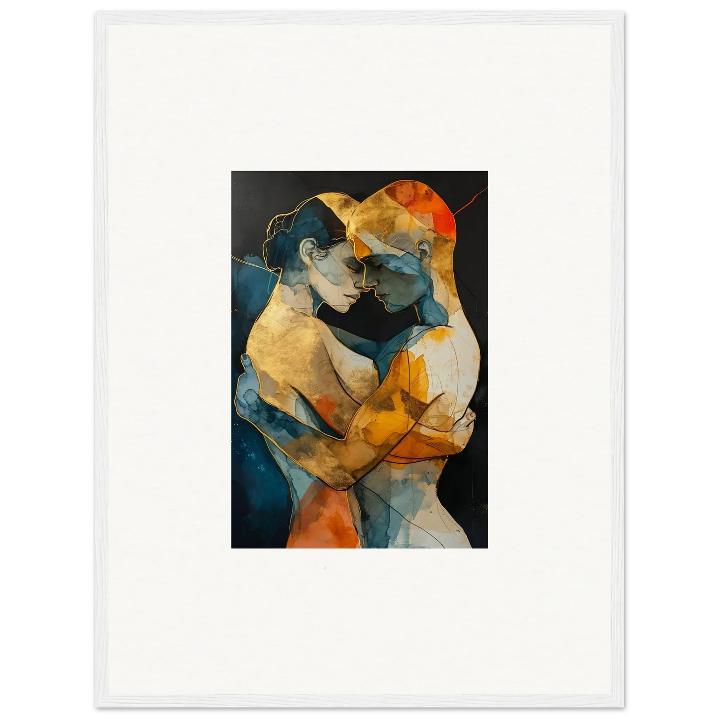 Vibrant abstract painting of two embracing figures for unique room decoration canvas print