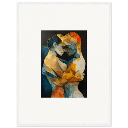 Vibrant abstract painting of two embracing figures for unique room decoration canvas print