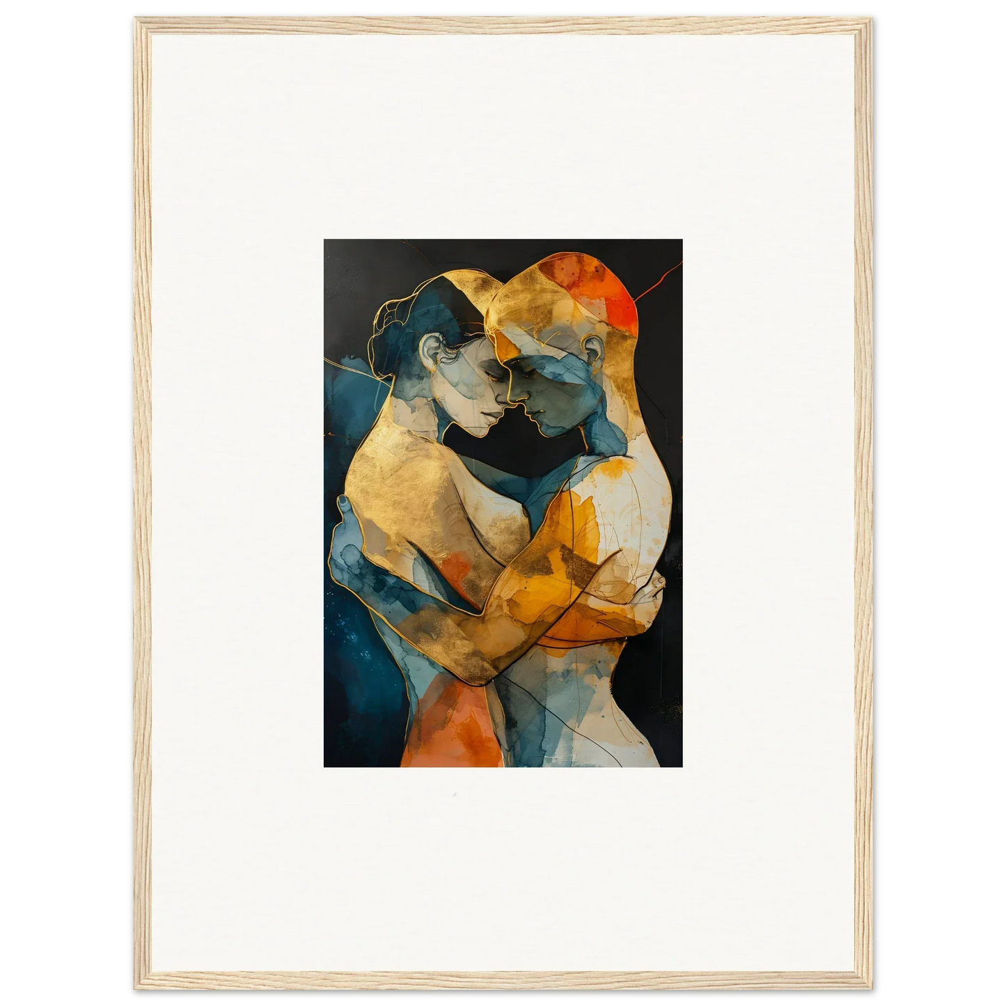 Abstract painting of two figures in bold shapes, perfect for Psyche Harmonies room decoration