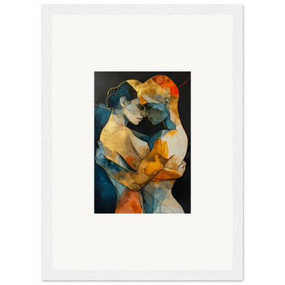 Abstract painting of two figures in warm colors for unique room decoration, Psyche Harmonies canvas print