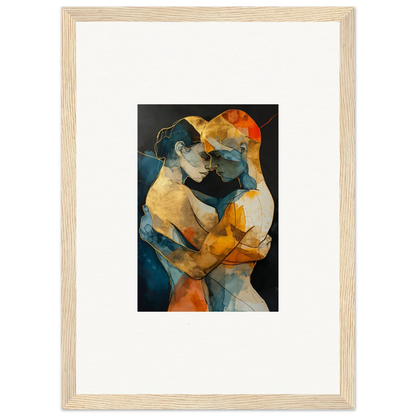 Abstract painting of embracing figures in warm colors for Psyche Harmonies canvas print