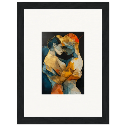 Framed canvas print of abstract embracing figures for unique room decoration