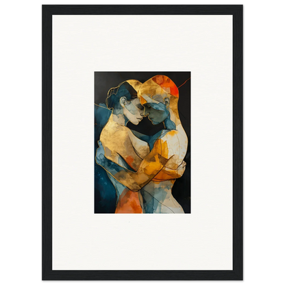 Vibrant abstract painting of embracing figures for stylish room decoration canvas print