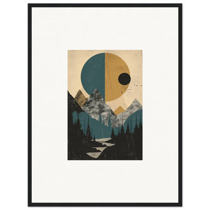 Framed wall art of an abstract landscape in the Eclipse Oasis design for room decor