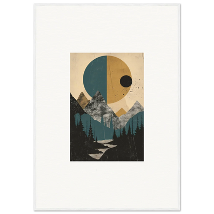 Abstract landscape artwork with geometric shapes, perfect for Eclipse Oasis room decor