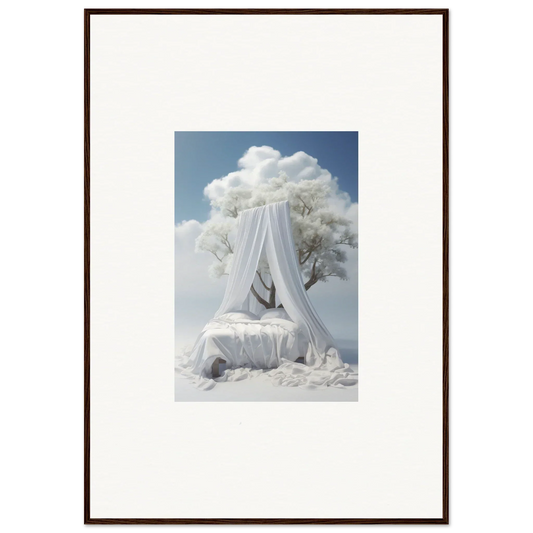 Canopied bed with white drapes and cloud decor from Nebulous Reverie Enfoldings