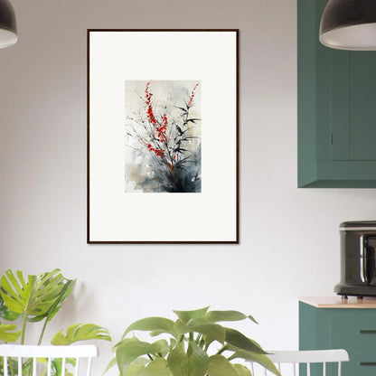 Framed wall art of red and black branches, perfect for a Scarlet Symphony room decor