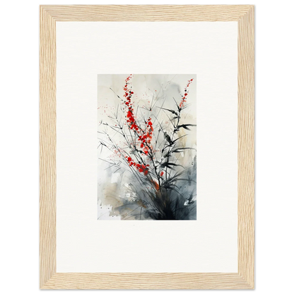 Framed wall art of delicate red flowers in Scarlet Symphony for stylish room decor