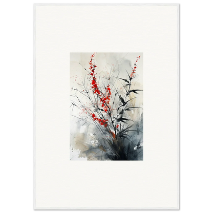 Watercolor painting of scarlet symphony flowers for elegant room decor framed wall art