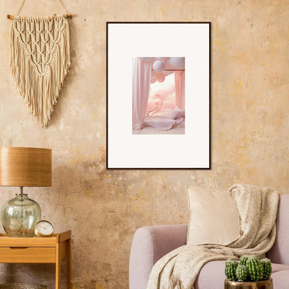 Framed wall art of a dreamy pink interior scene for stylish room decor, Dream Cosmos