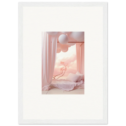 Framed wall art of a dreamy pink window scene for charming room decor, Dream Cosmos design