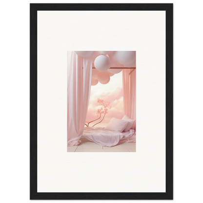 Framed wall art of a dreamy pink scene with balloons in the Dream Cosmos theme