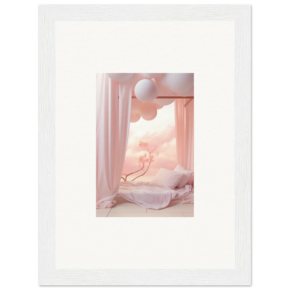 Framed wall art of dreamy pink cosmos scene for stylish room decor